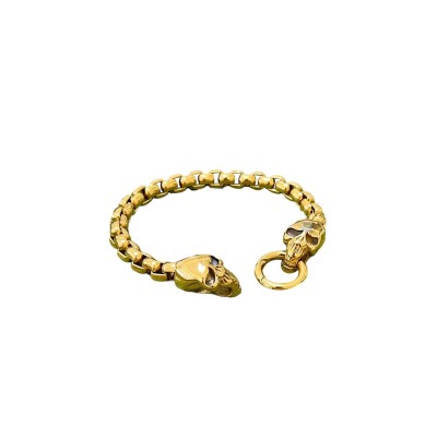 GUCCI GOLD SKULL CUFF BANGLE BRACELET BASKET WEAVE GOLD 